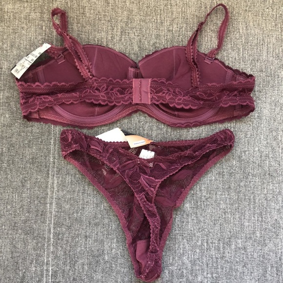 New DIM France purple strapless bra thong 38B M - Picture 5 of 9